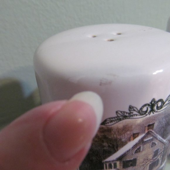 Currier & Ives 5 pc Stoneware Table Top Set American Homestead Winter MCNY - Picture 15 of 16